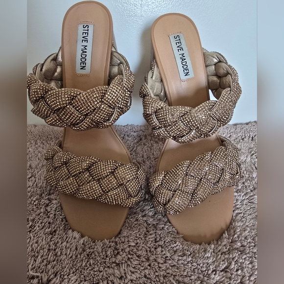 Steve Madden Tan Braided Slip-On Sandals - Picture 3 of 13